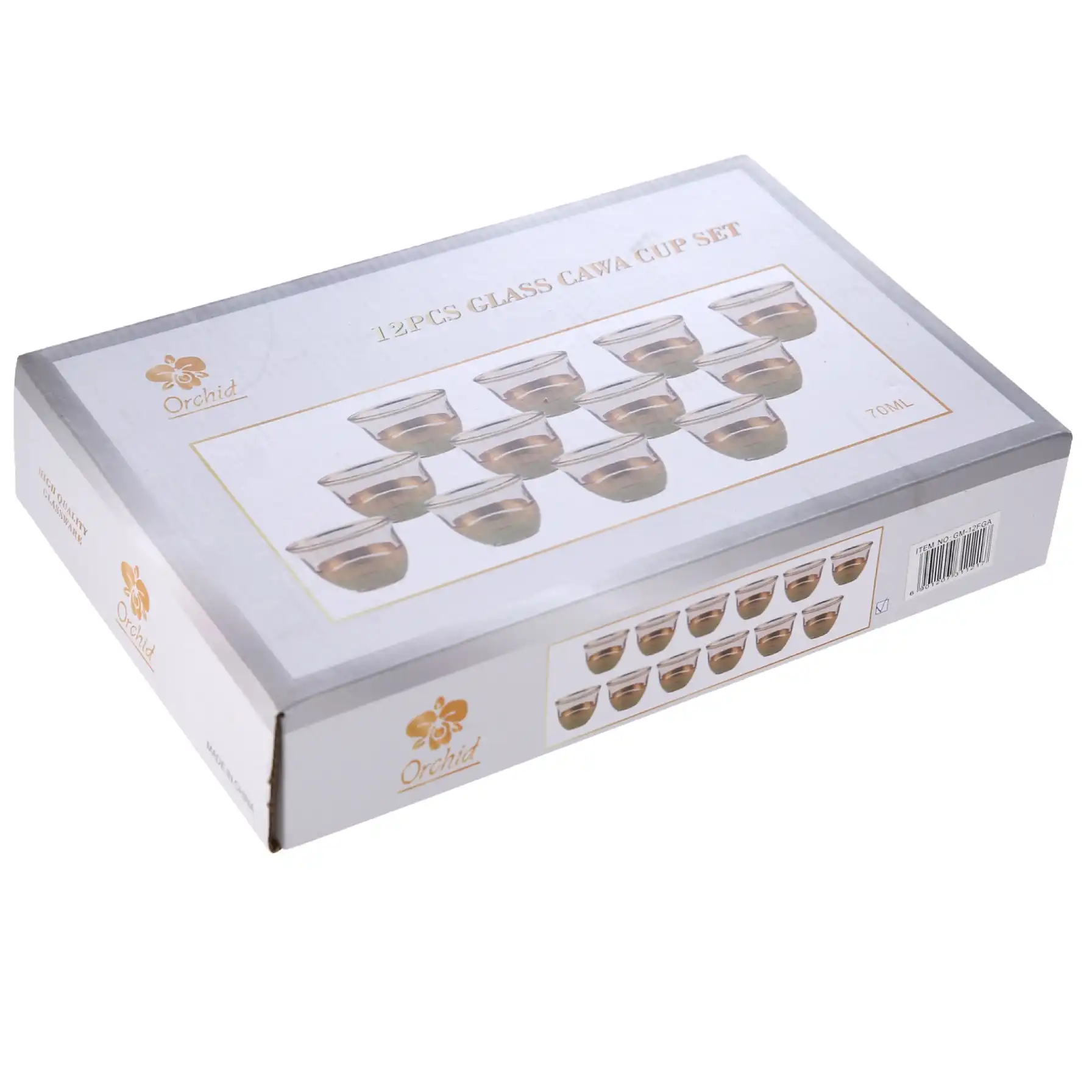 Orchid Glass Cawa Cup Set (12 Pc., Gold)