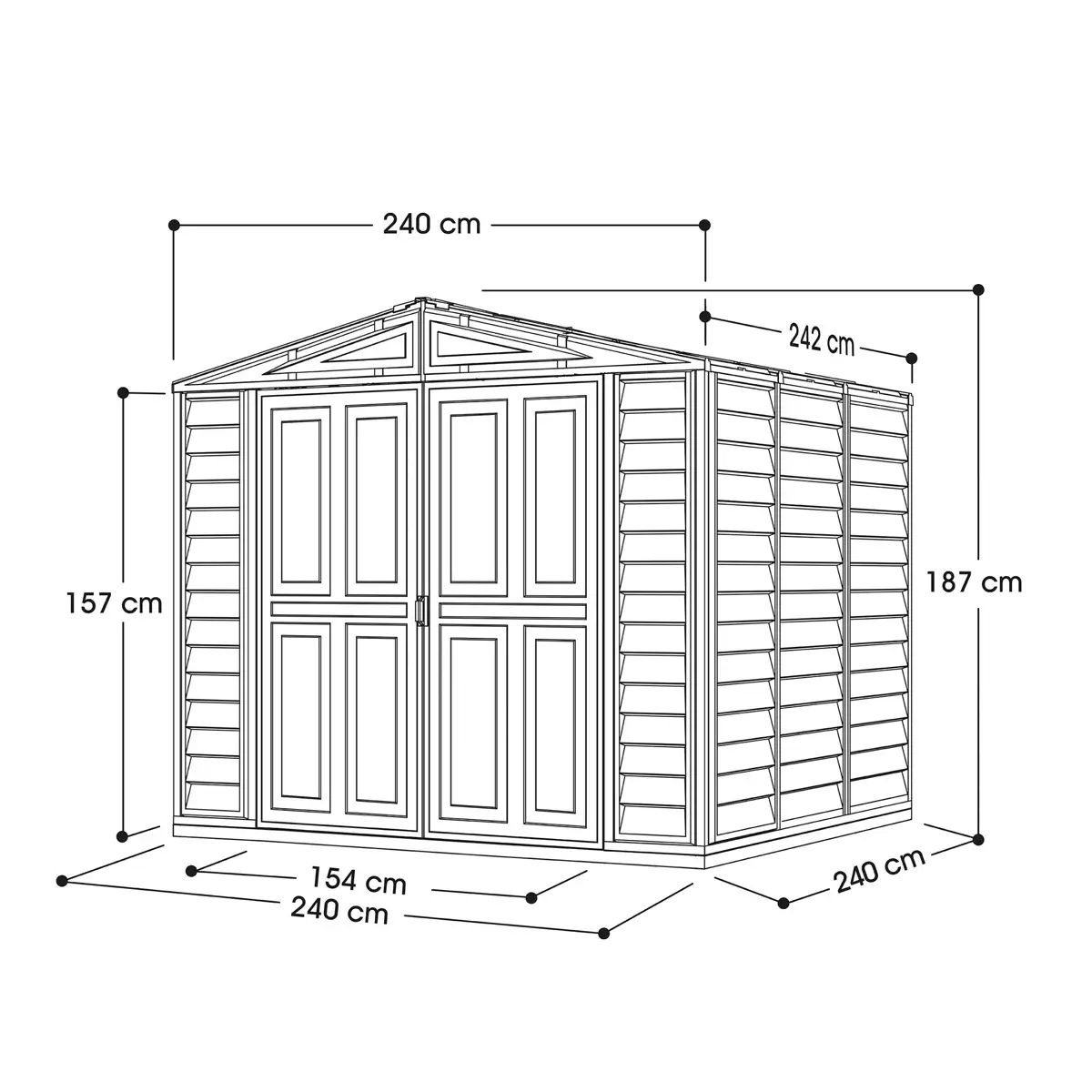 Duramax Aluminium & Vinyl Plastic Storage Shed (Ivory, 240 x 242 x 187.5 cm)