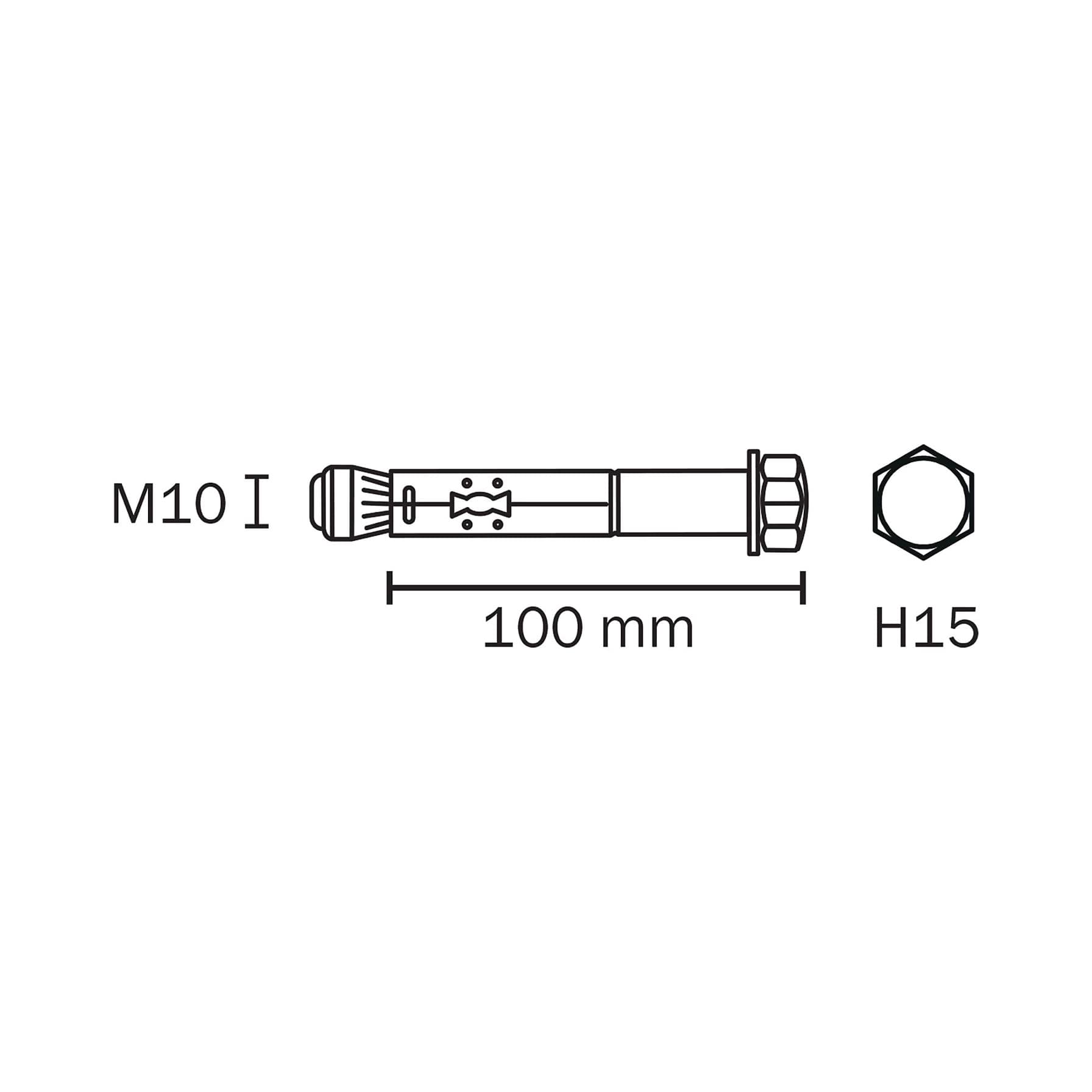 Diall Zinc-Plated Carbon Steel Sleeve Anchor Pack (M10 x 100 mm, 4 Pc.)