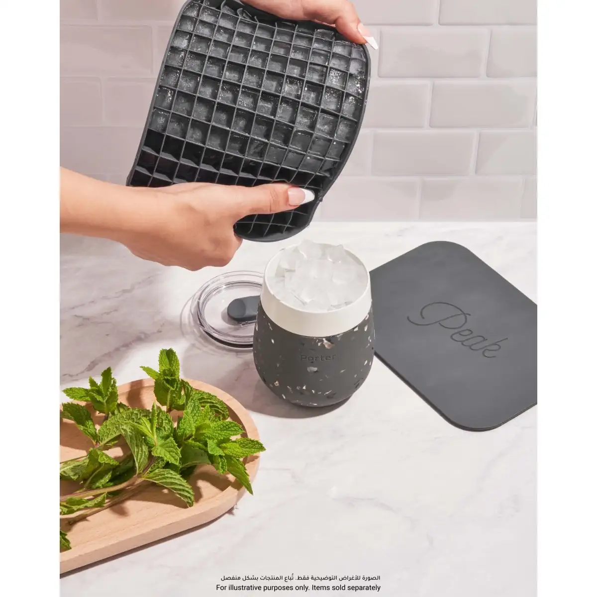 W&P Pebble Silicone 100 Cavity Ice Tray (Charcoal, 18 x 15 x 2 cm)
