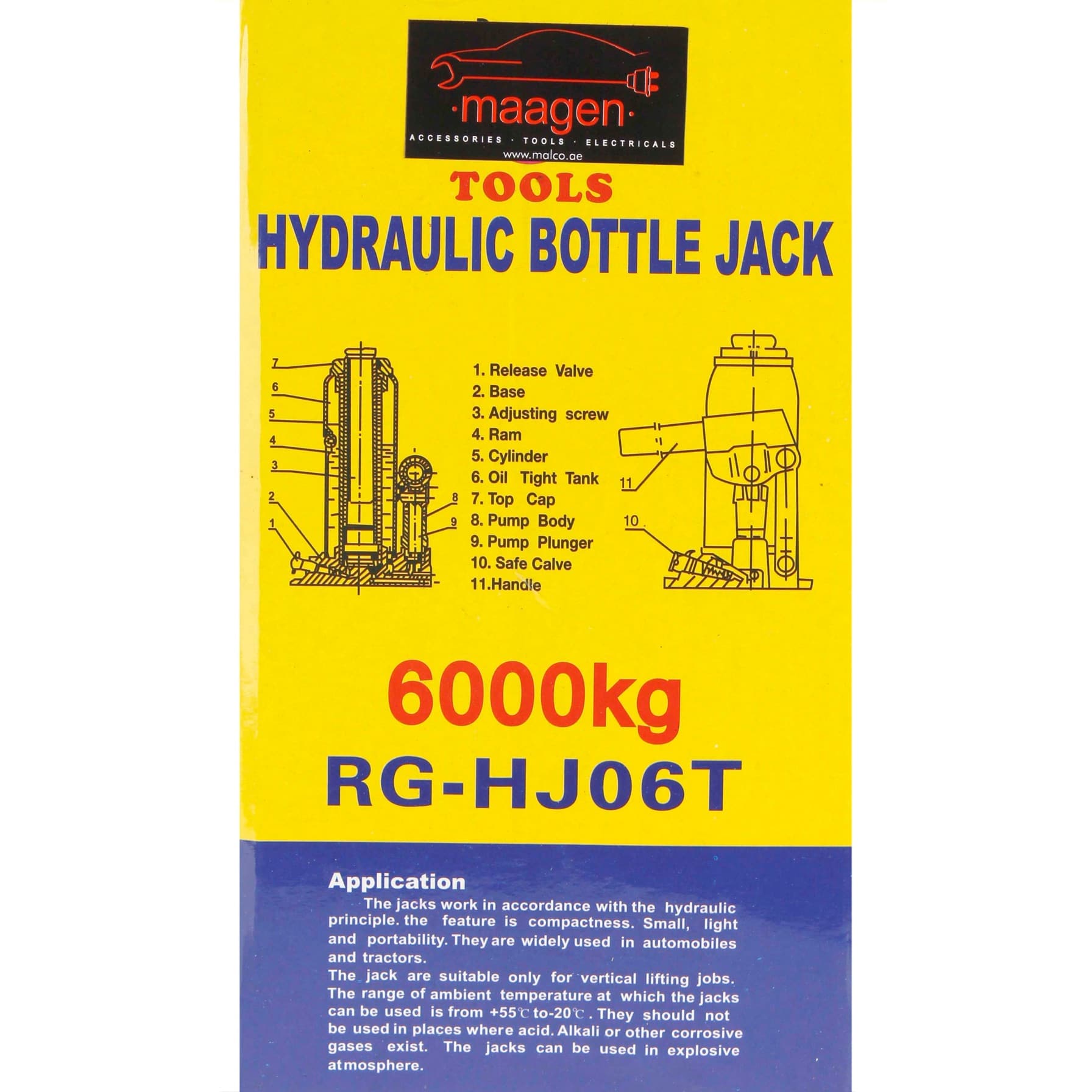 Maagen Hydraulic Jack (5443 kg, Red)