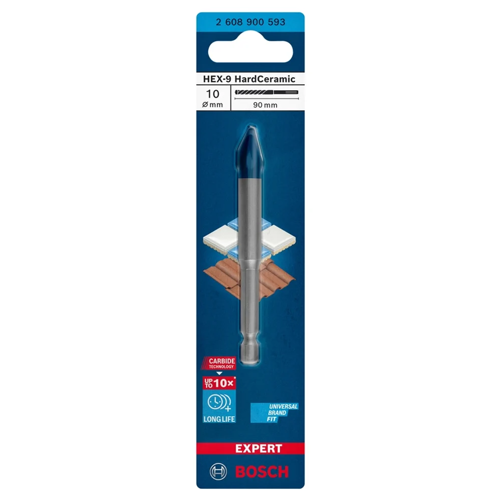 Bosch EXPERT HardCeramic Drill Bit, HEX-9 (10 x 90 mm)