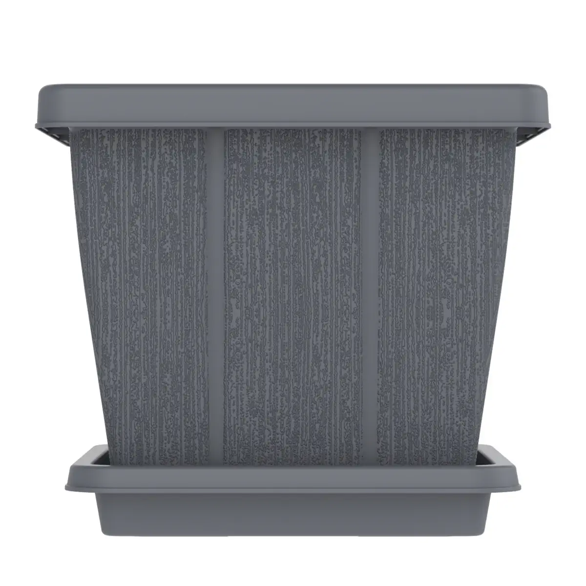 Cosmoplast Cedargrain Square Plant Pot W/Tray (Grey, 30 L)