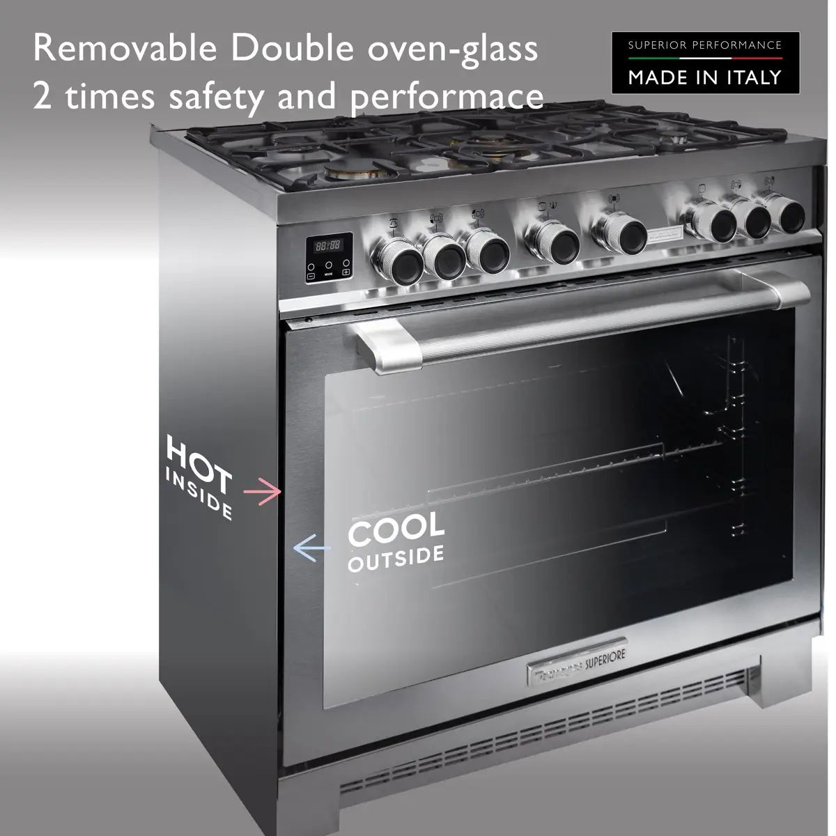 Tecnogas Superiore Freestanding 5-Burner Gas Cooker W/Oven, NG170X96G5VC (170 L, ‎60 x 90 x 85 cm)