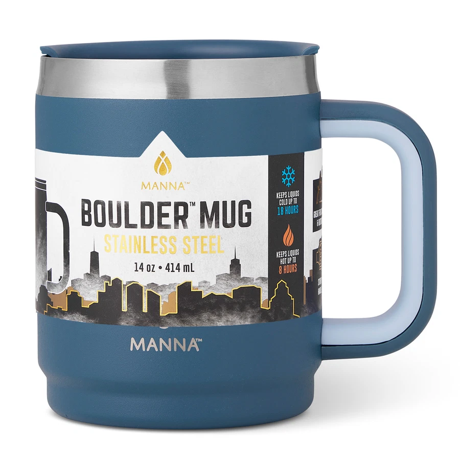 Manna Boulder Stainless Steel 2-Tone Powder Coated Water Bottle (Ocean, 414 ml,