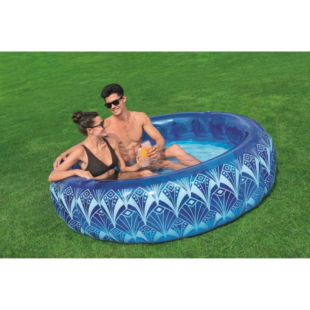 Bestway Inflatable Pool Bohemian Blue Design (168 x 53 cm, Multicolor)