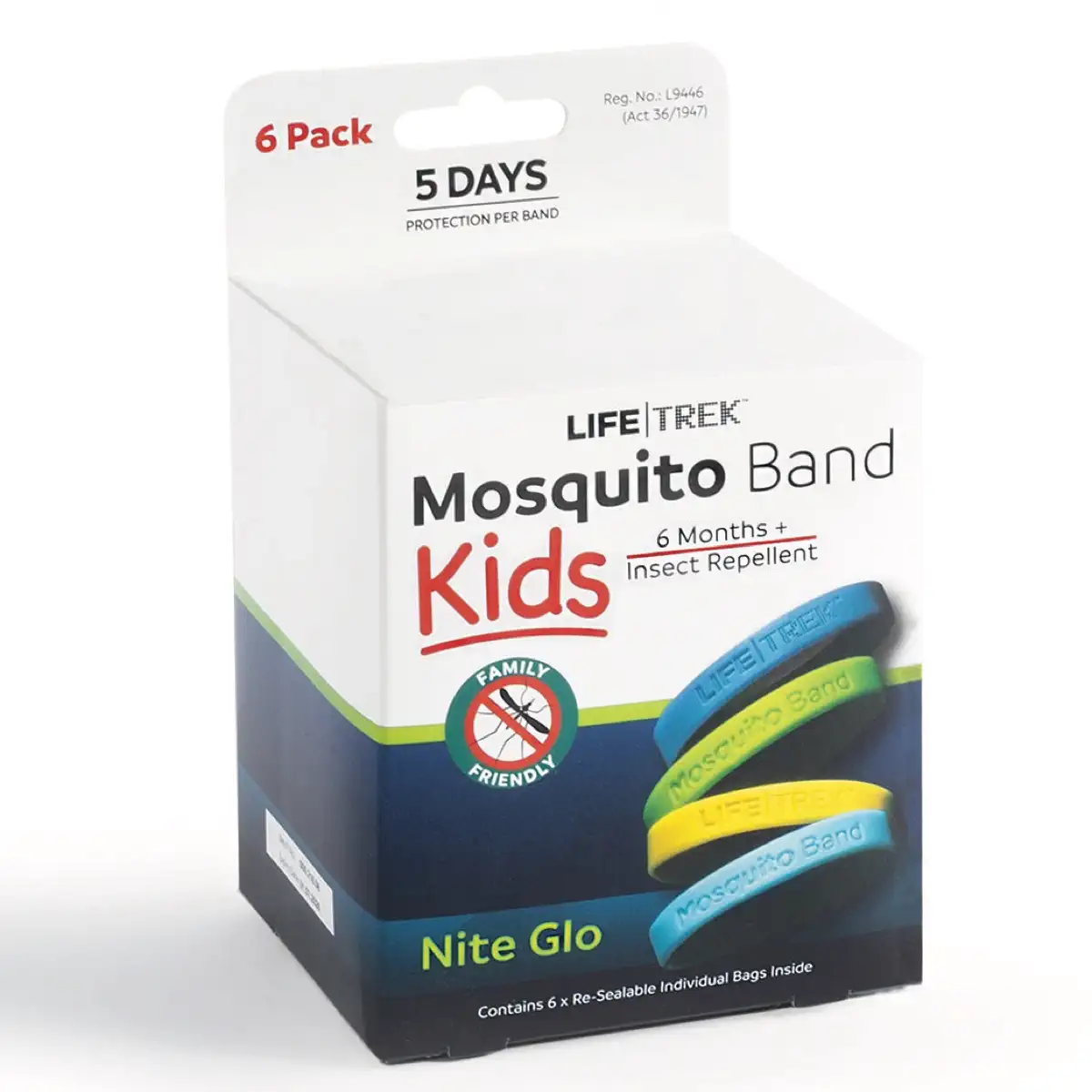 Lifetrek Silicone Kids Mosquito Band Nite Glo (Pack of 6)