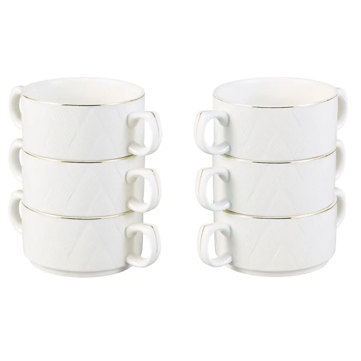 Orchid Embossed Soup Set (White, 16 Pc.)