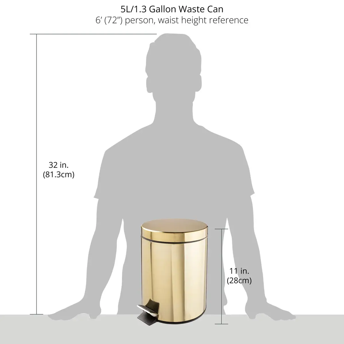 Interdesign Round Steel Step Bin (5 L, Brass)