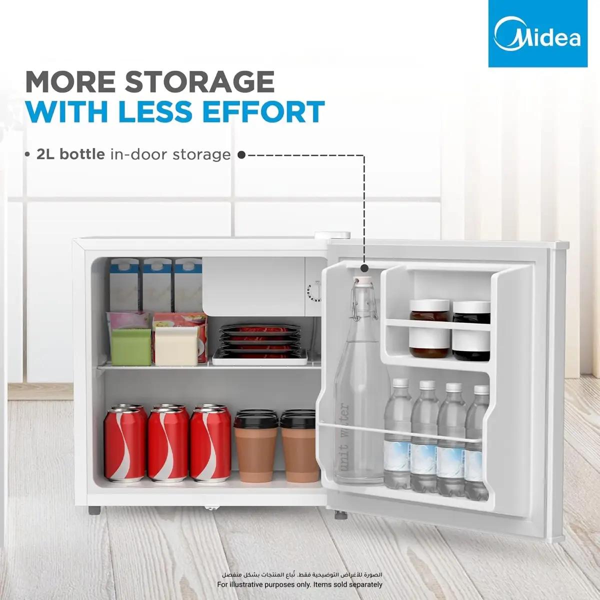 Midea Single-Door Refrigerator, MDRD86FGE01 (86 L)