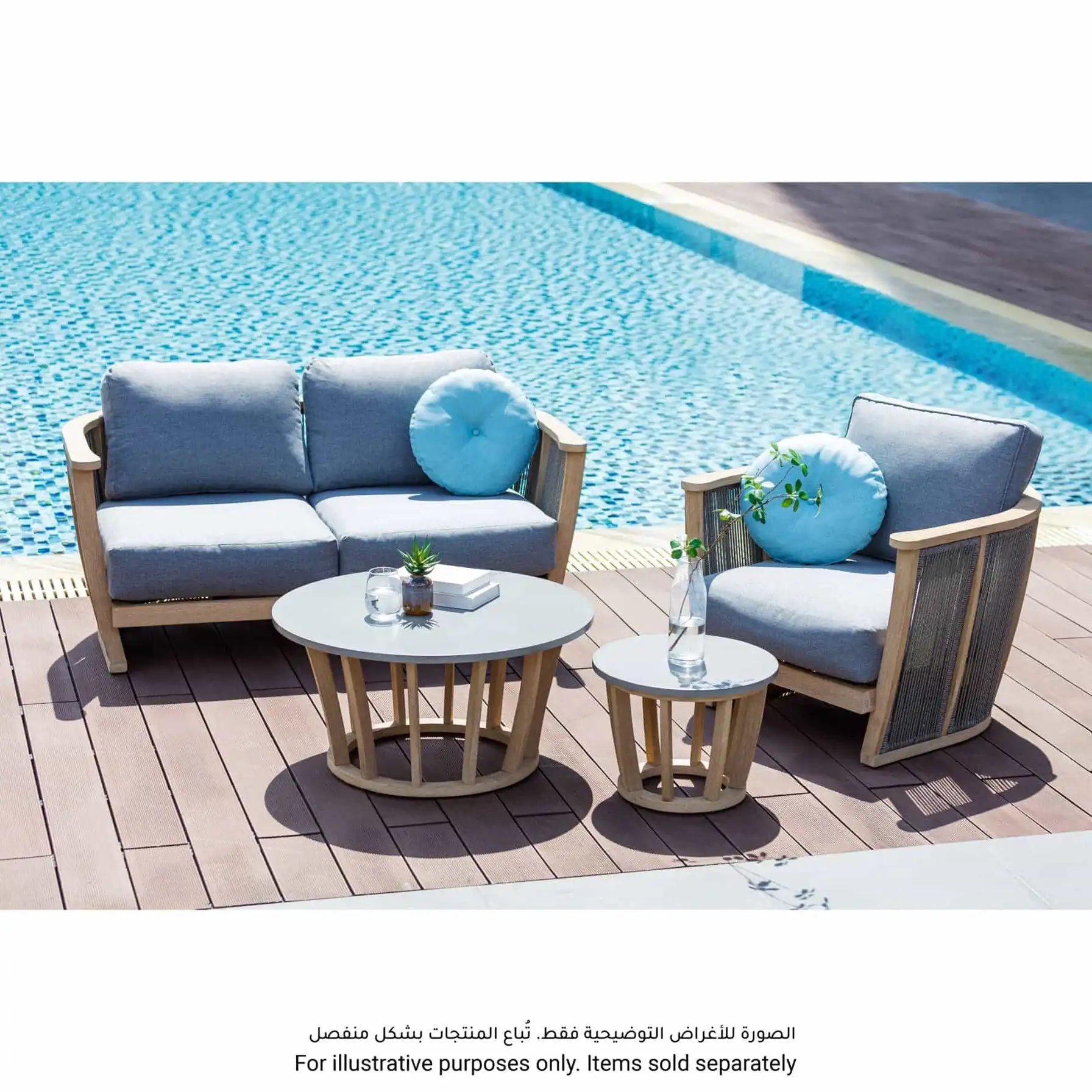 Forest Single-Seater Acacia Wood & Rope Sofa (83 x 80 x 63.5 cm)