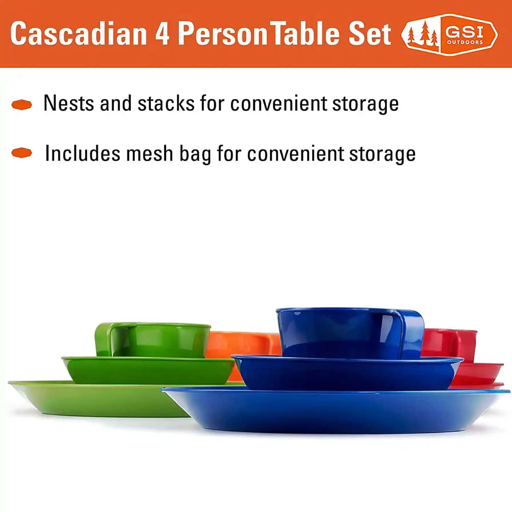 GSI Cascadian Polypropylene 4-Person Table Set (12 Pc.)
