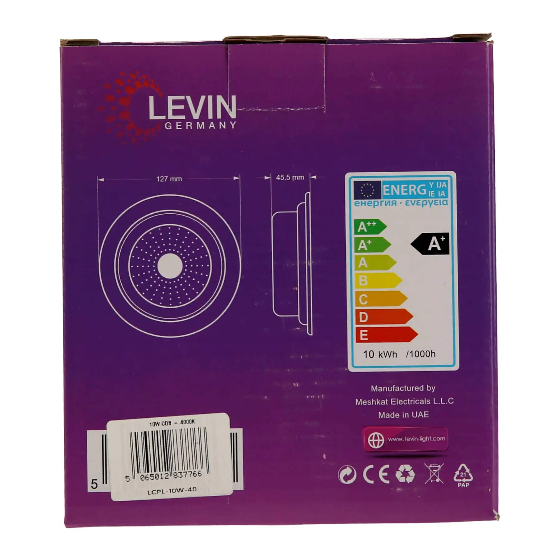 Levin LED Panel Light (100 mm, 10 W, Natural White)