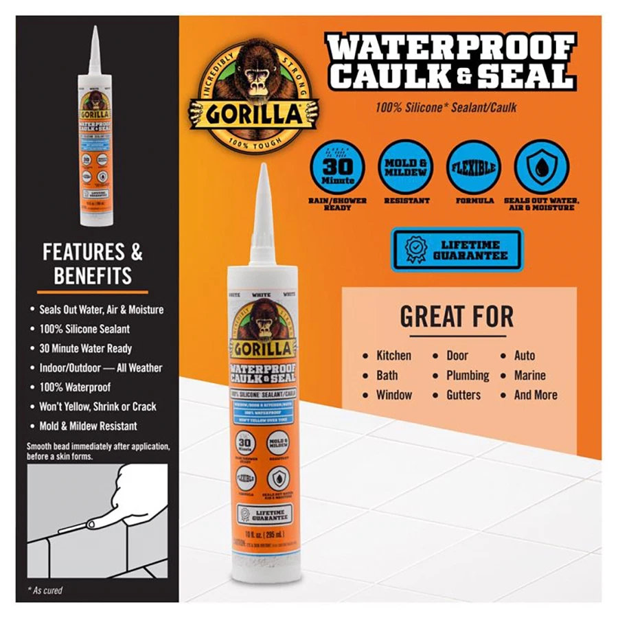 Gorilla All Purpose Silicone Sealant (White, 295 ml)