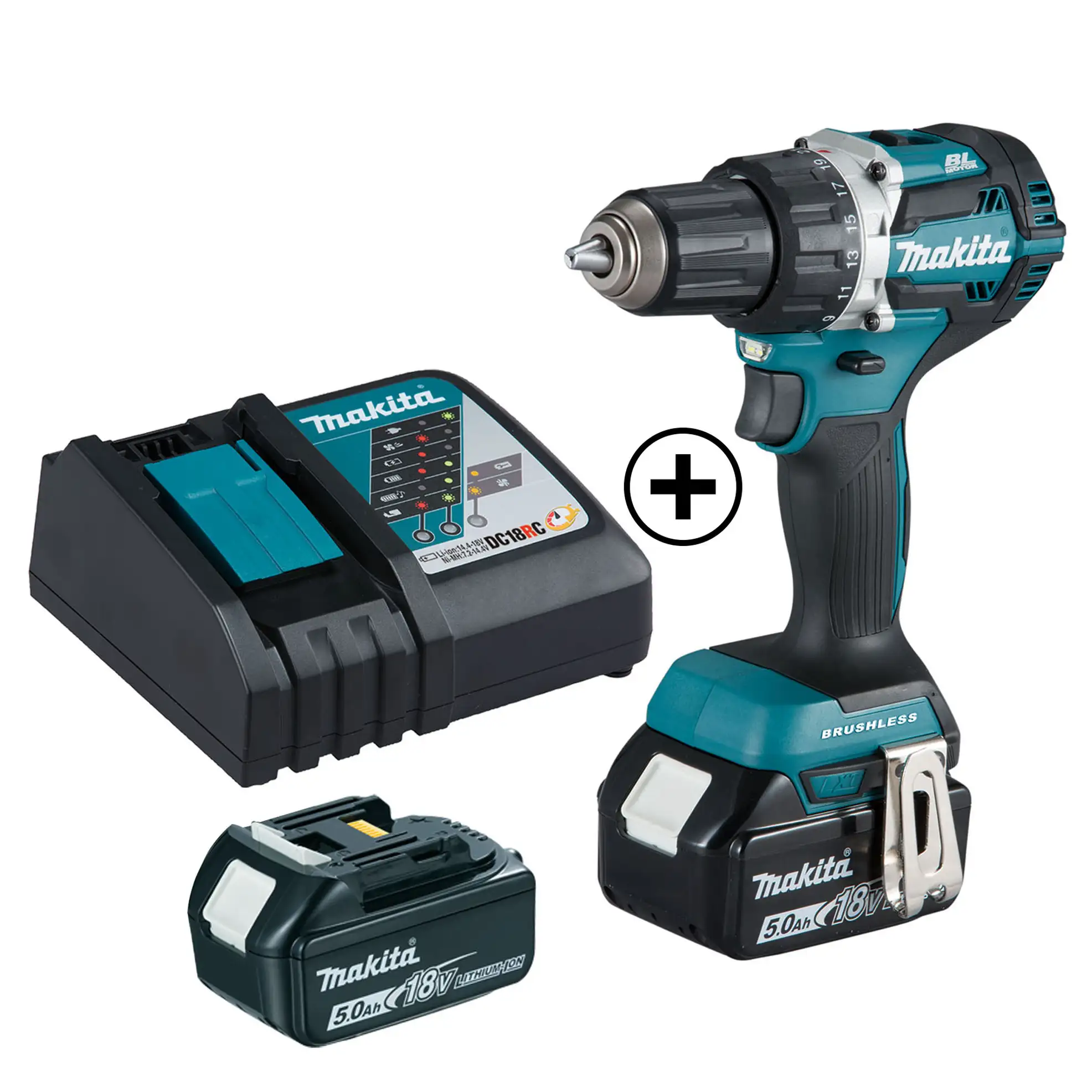 Makita Cordless Drill Driver W/Batteries & Charger, DDF484RTJ (18 V)