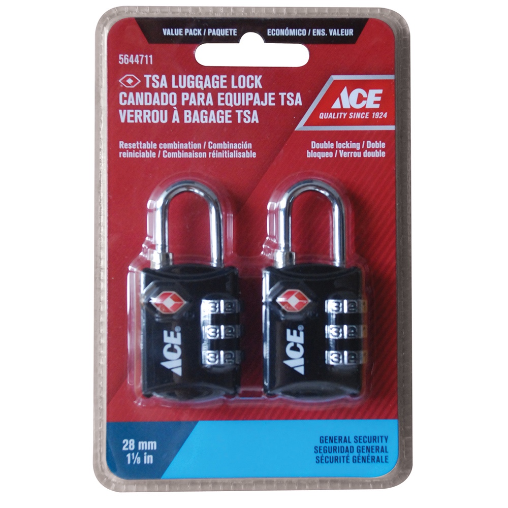 Ace 3 Dial Combination Luggage Padlock (5.9 x 2.8 x 1.4 cm)