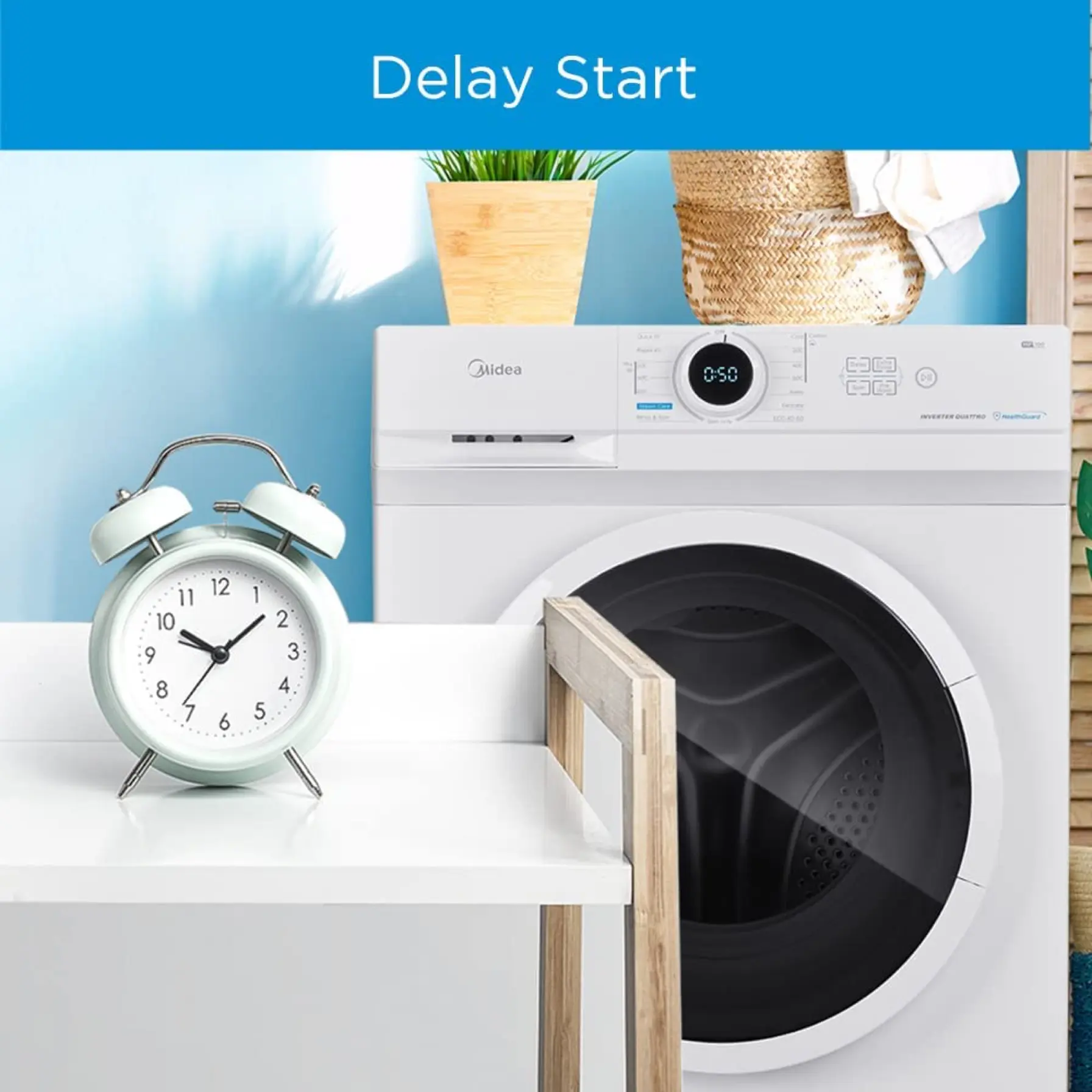 Midea 7 Kg Front Load Washing Machine, MF100W70WBW-GCC (1400 rpm)