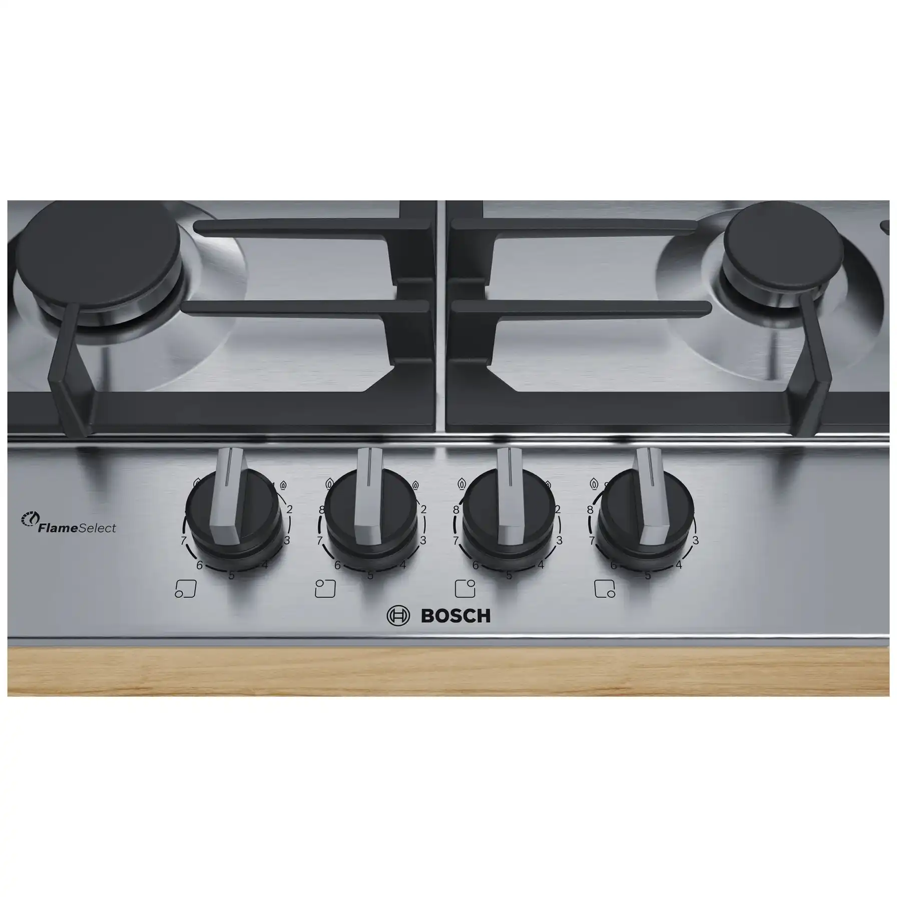 Bosch Gas Hob, PCP6A5B90M (60cm, 4 Burners, Steel)