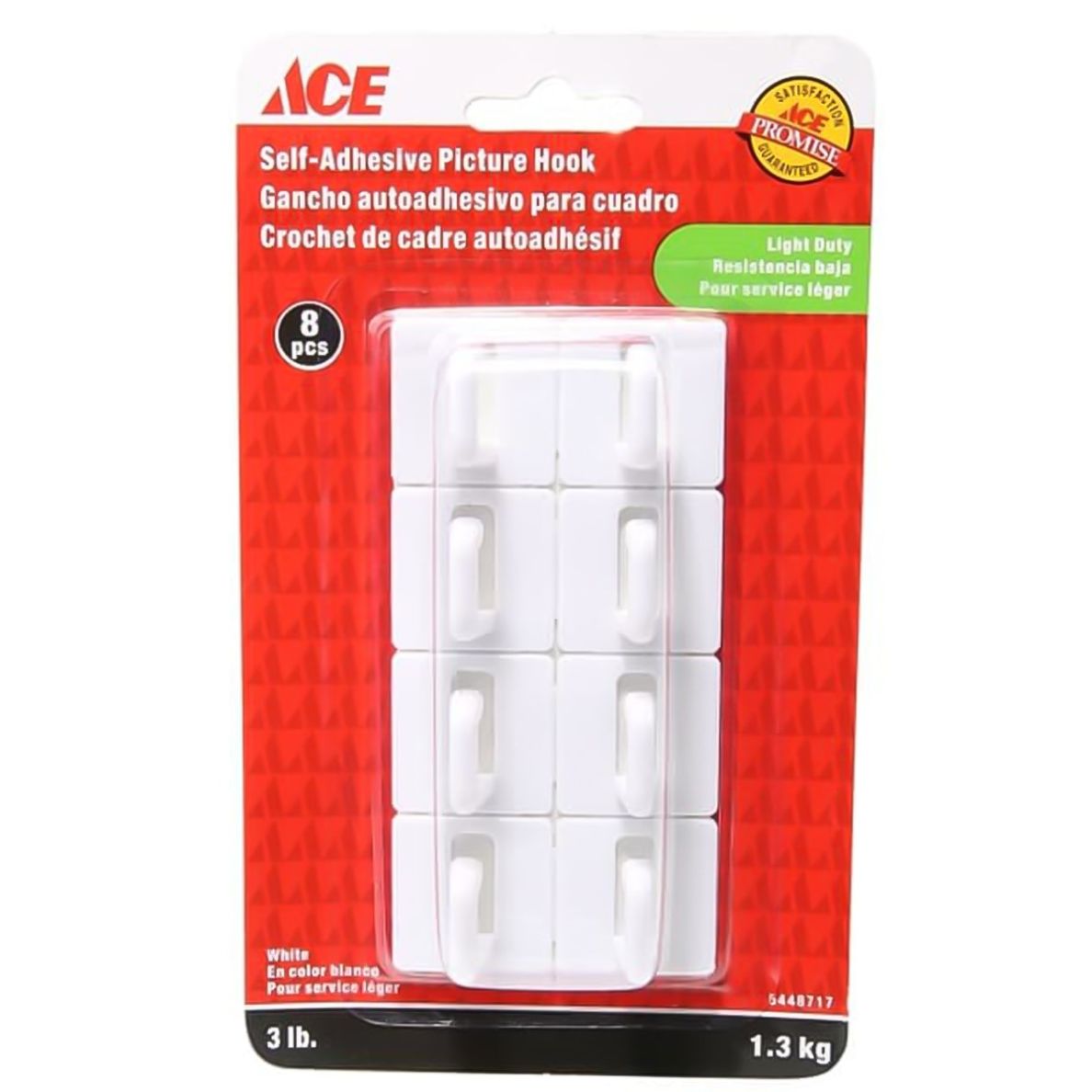 ACE Self-Adhesive Picture Hooks (Pack of 8, White)