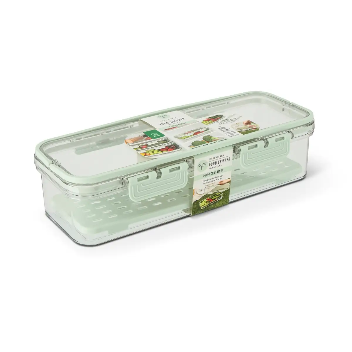 Core Kitchen Crisper Storage Bin (Etched Glass, 1.8 L)