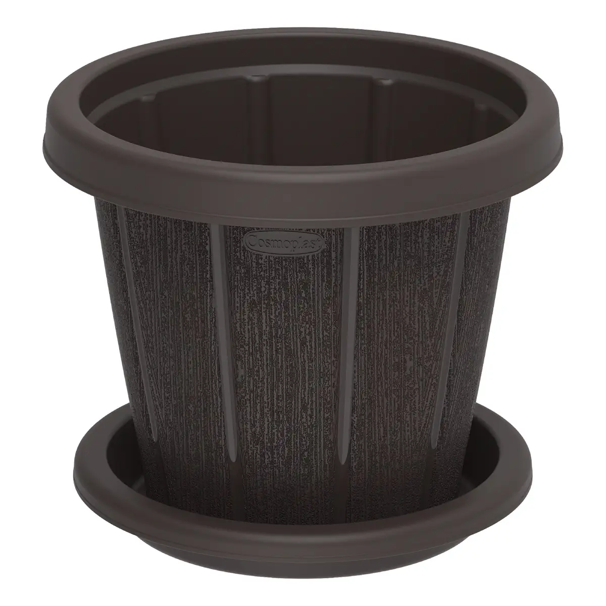 Cosmoplast Cedargrain Plant Pot W/Tray (Dark Brown, 5.2 cm)