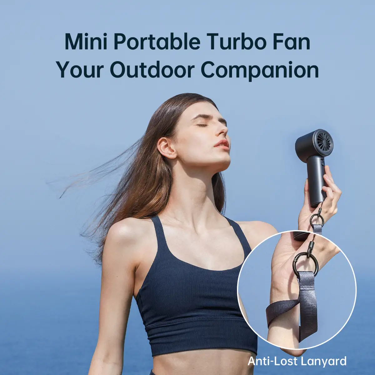 Jisulife Pro1 Rechargeable Handheld Fan W/Digital Display (Blue, 3600 mAh)