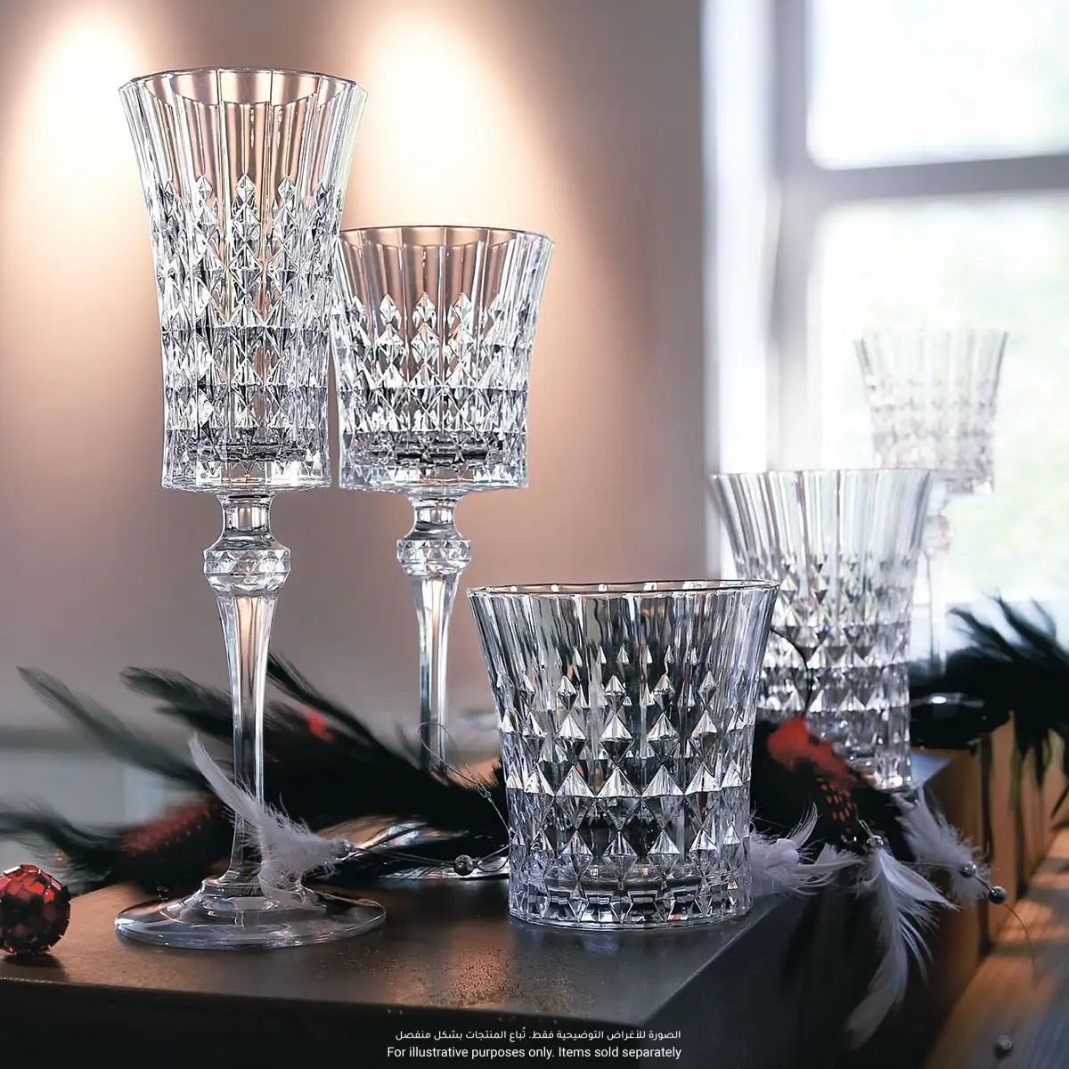 طقم أكواب كريستال دارك Lady Diamond Tumbler (270، 4 قطع)