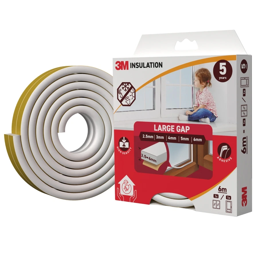 3M Classic Insulation Seal Tape (Large Gap, White, 6 m)