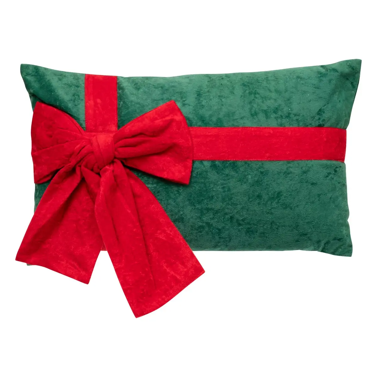 Atmosphera Velvet Bow Green Gift Decor Cushion (1 Pc, 30 x 50 cm)