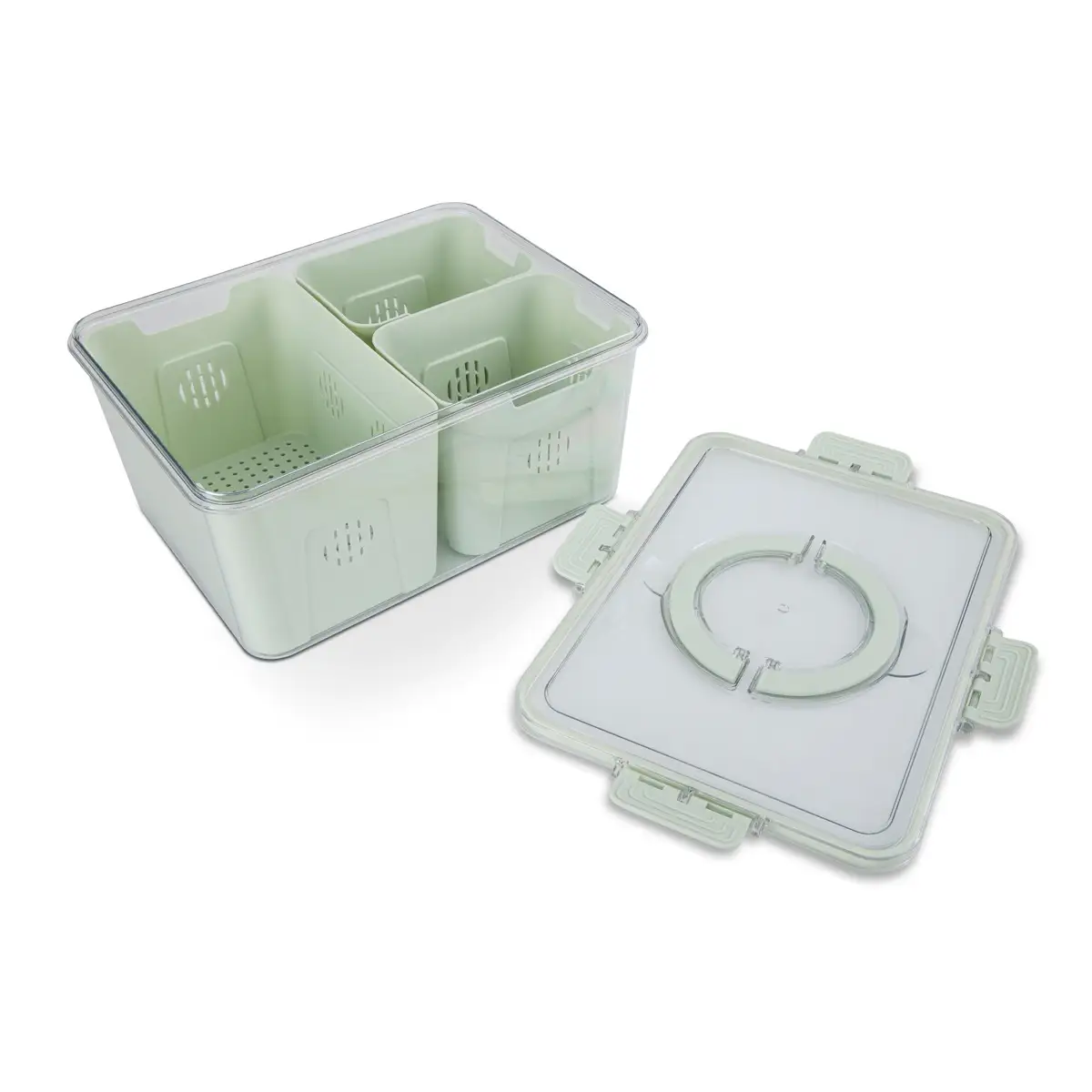 Core Kitchen 4-Compartments Draining Container (Etched Glass)