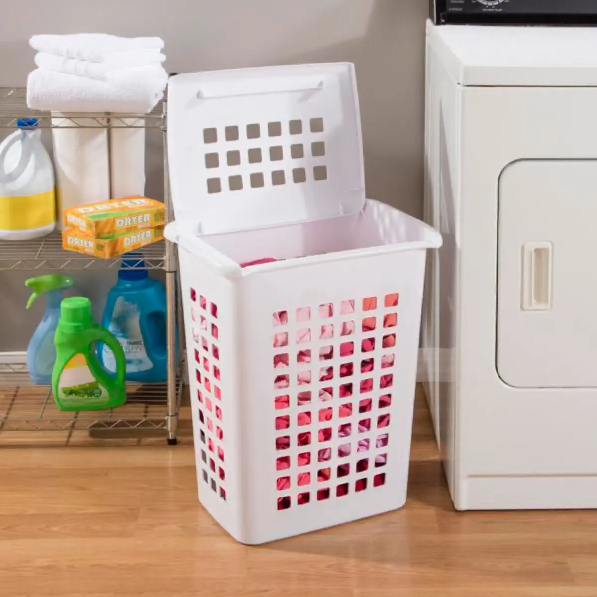 Sterilite 12177906 Plastic Lifttop Laundry Hamper (White)