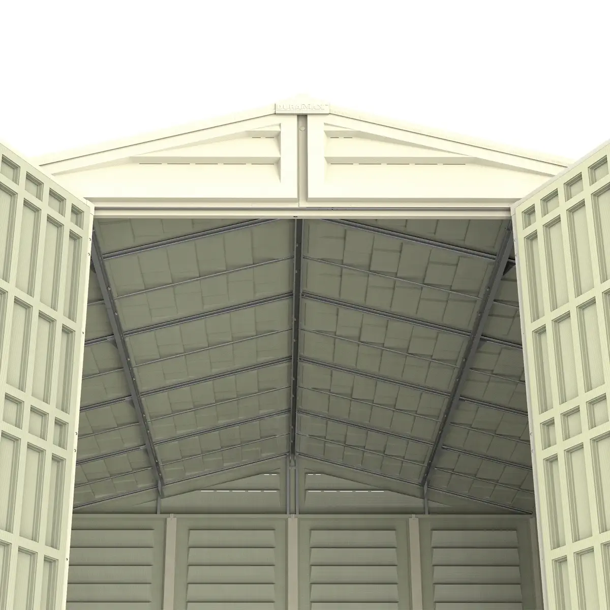 Duramax Aluminium & Vinyl Plastic Storage Shed (Ivory, 325 x 405 x 233.2 cm)