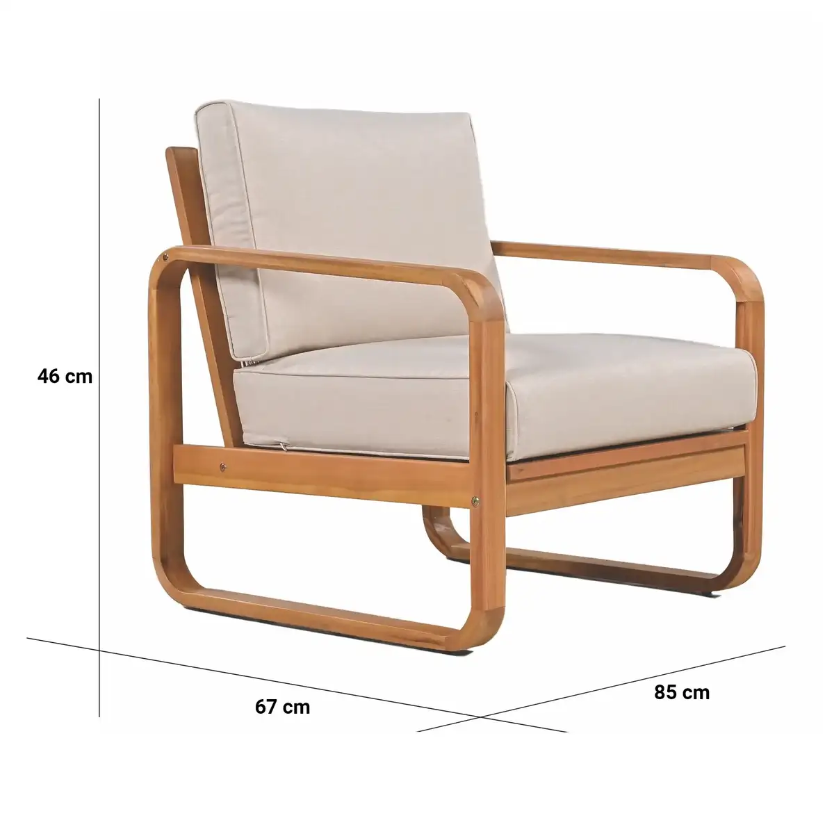 Living Accents Dallas 2-Seater Acacia Wood & Rope Outdoor Sofa Set (50 x 50 x 35 cm)