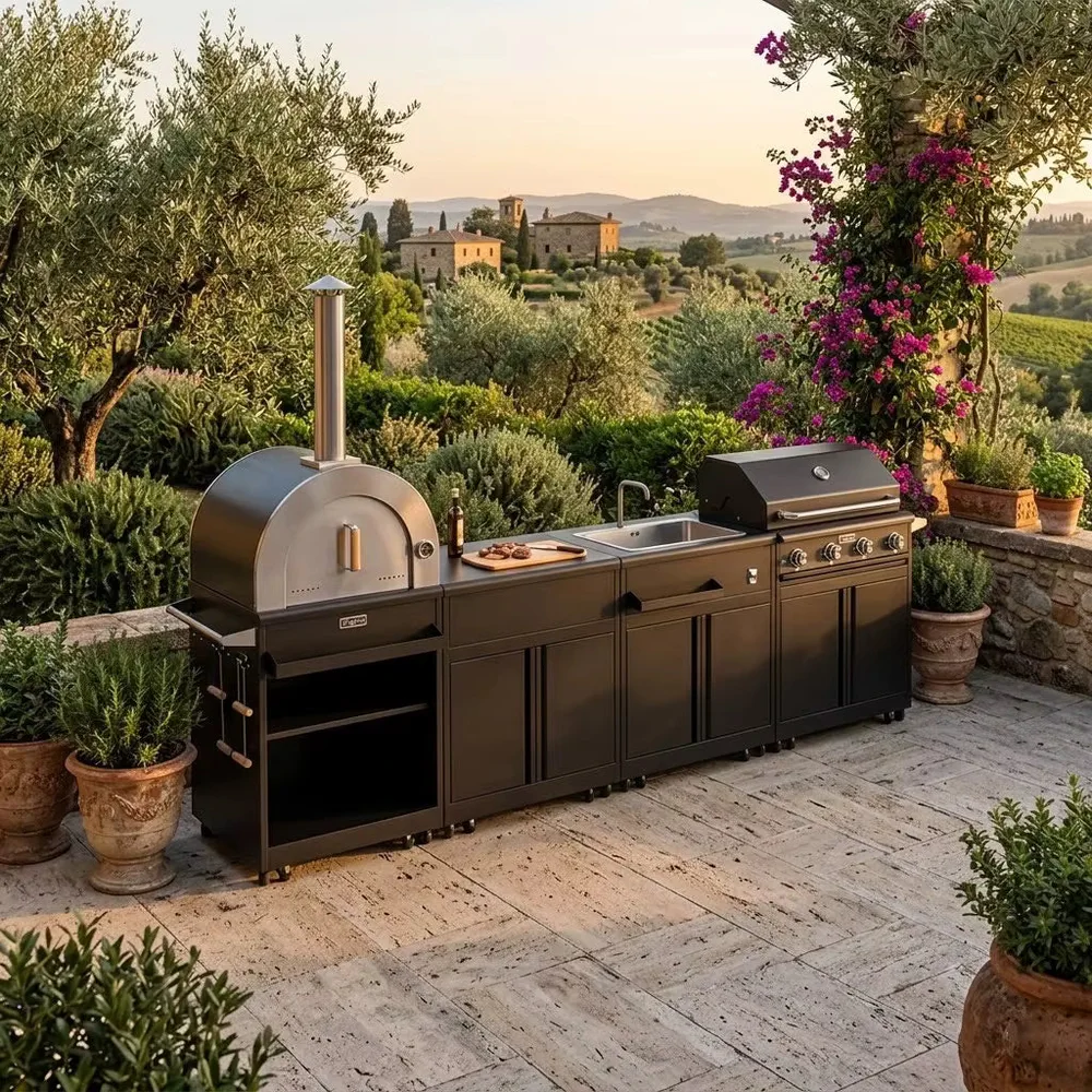 Thor Kitchen 4-Piece Modular Outdoor Kitchen Island (Grey, 316 x 124 x 66 cm)