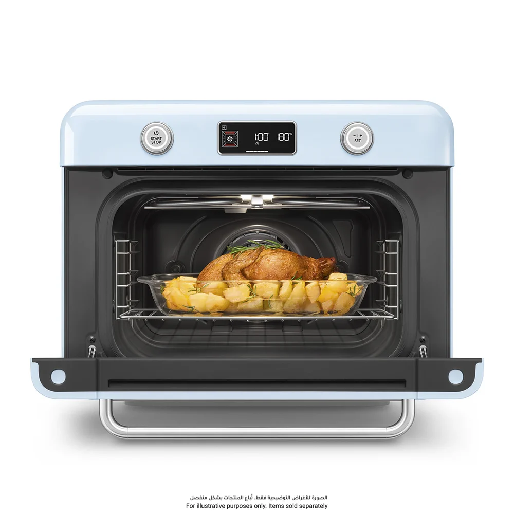 Smeg 50's Style Countertop Multi-Function Oven W/Grill & Steam Function, COF01PBUK (30 L, 1800 W)
