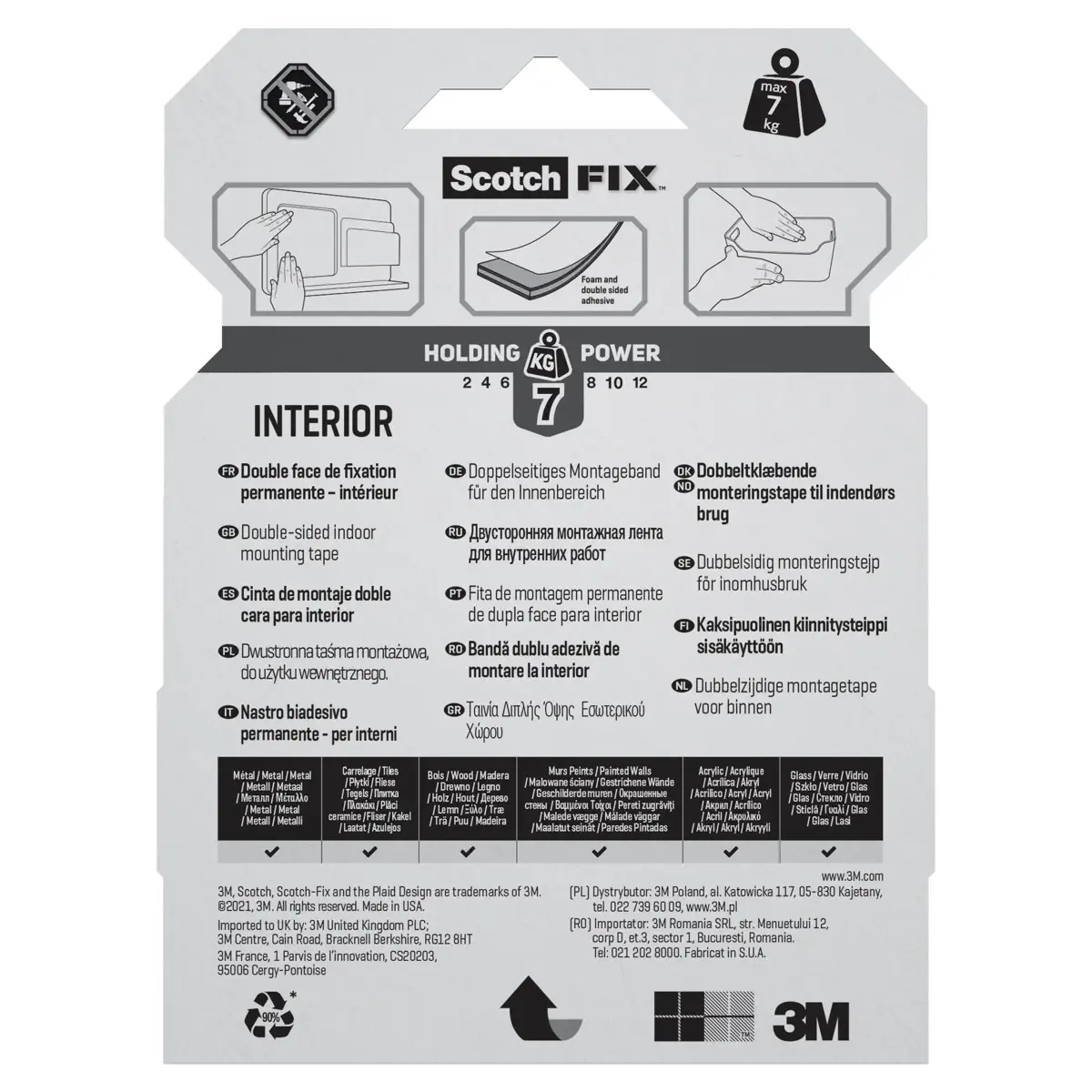 Scotch Indoor Mounting Tape (25 mm x 3 m, White)