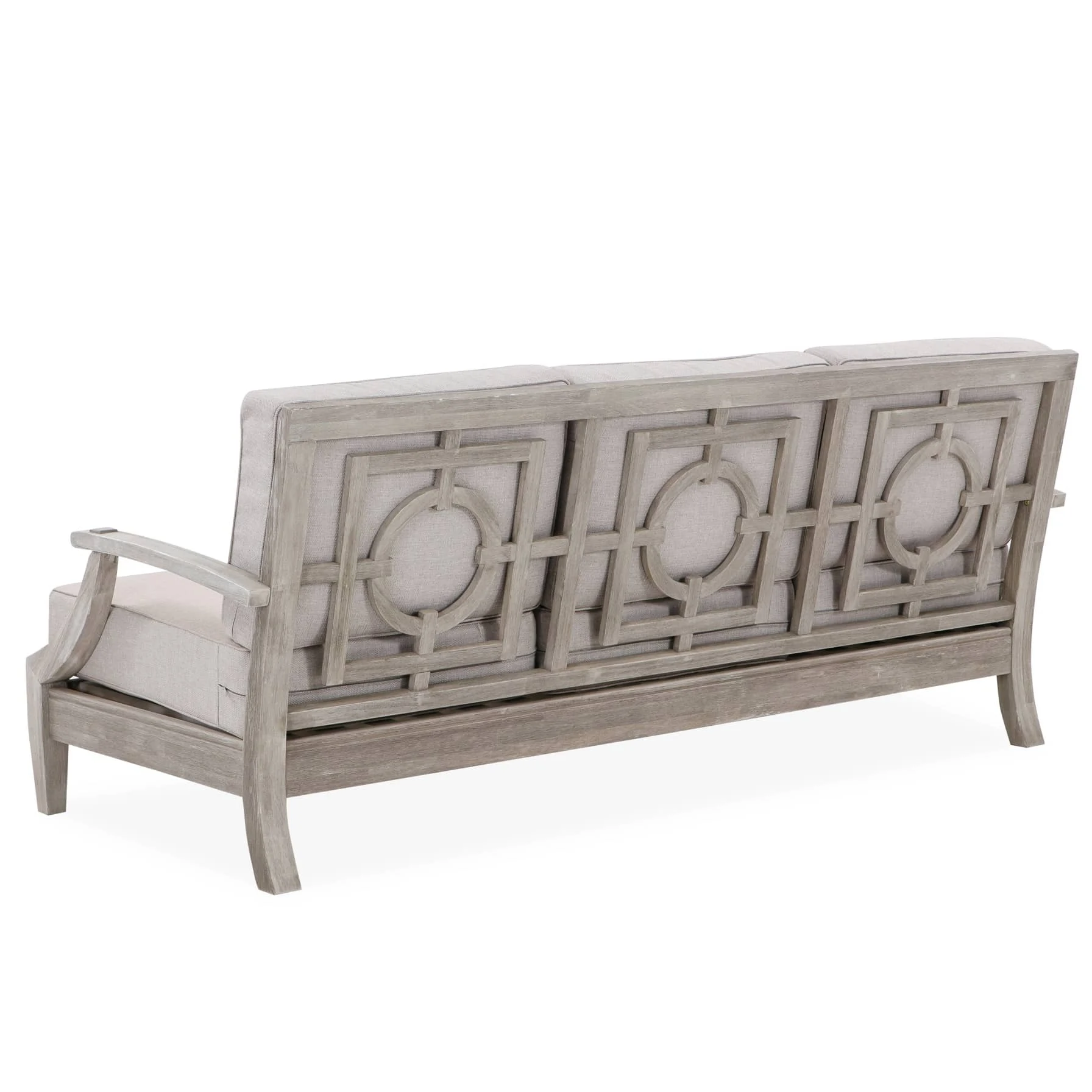 Louis 3-Seater Wood Lounge Sofa W/Seat Cushion & Pillow (89 x 208 x 85.5 cm)