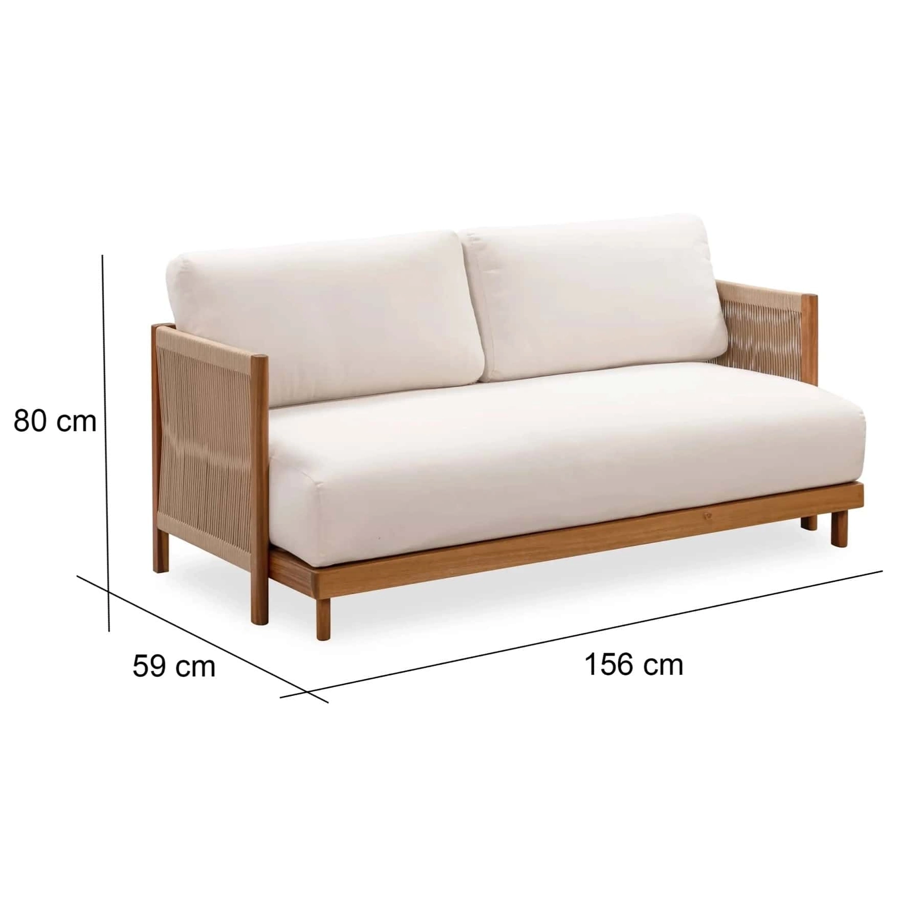 Ventura Acacia Wood 2-Seater Outdoor Sofa (59 x 156 x 80 cm)