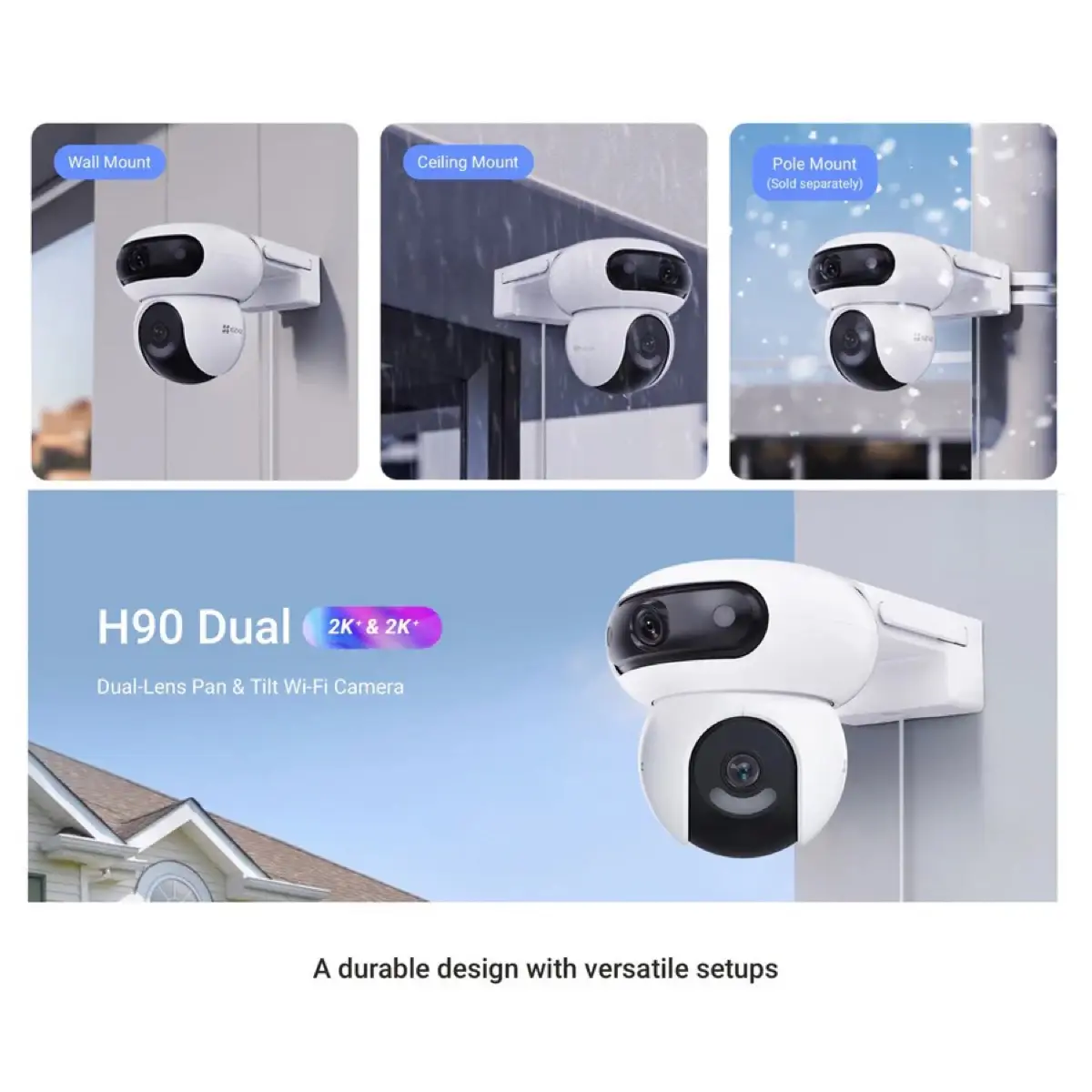 Ezviz  H90  Dual-Lens Pan& Tilt Wi-Fi Camera, CS-H90 (4MP)