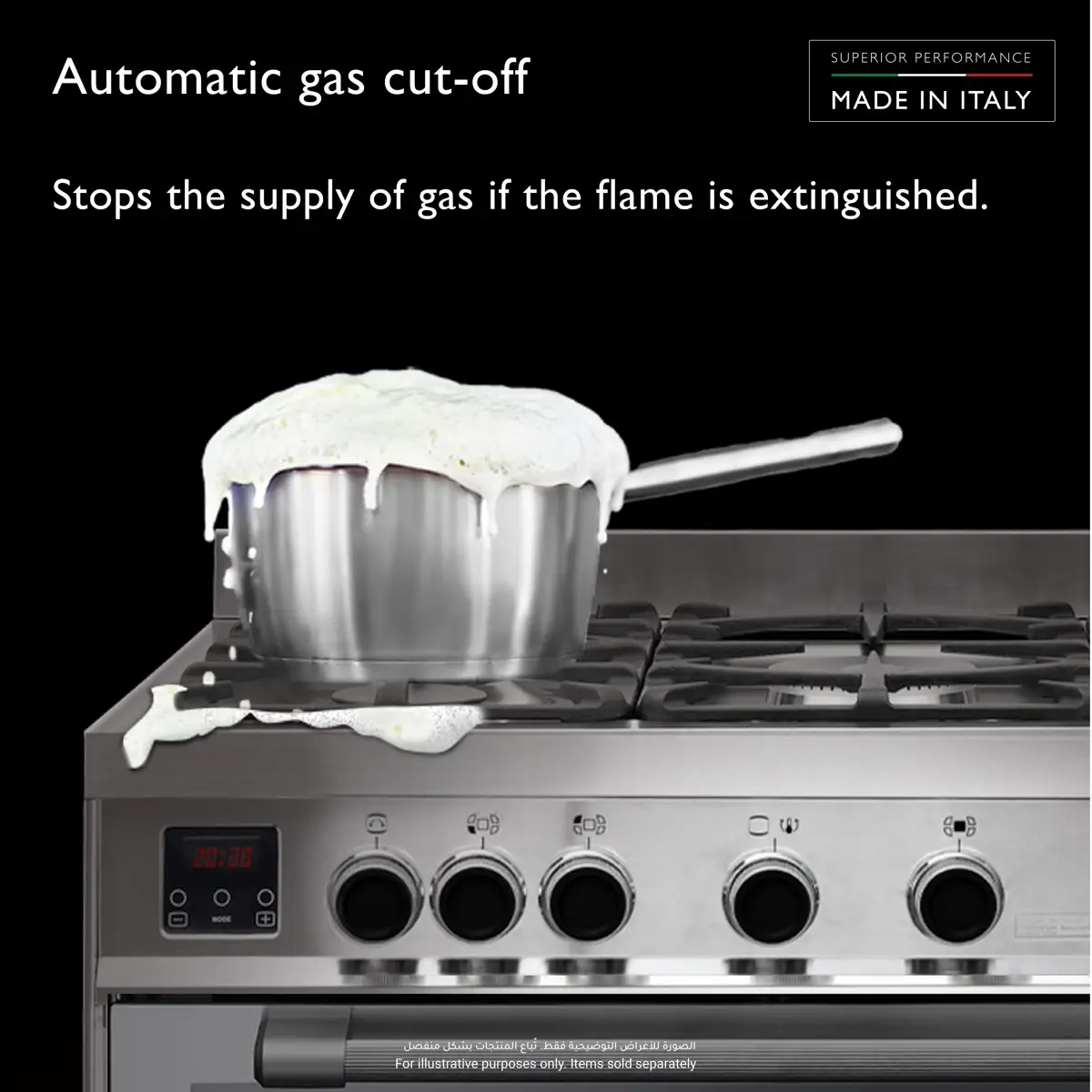 Tecnogas Superiore Freestanding 5-Burner Gas Cooker W/Oven, N3X96G5VC (133 L, ‎ 60 x 90 x 85 cm)