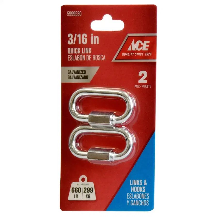 Ace Galvanized Steel Quick Chain Link Pack (0.48 cm, Pc.)