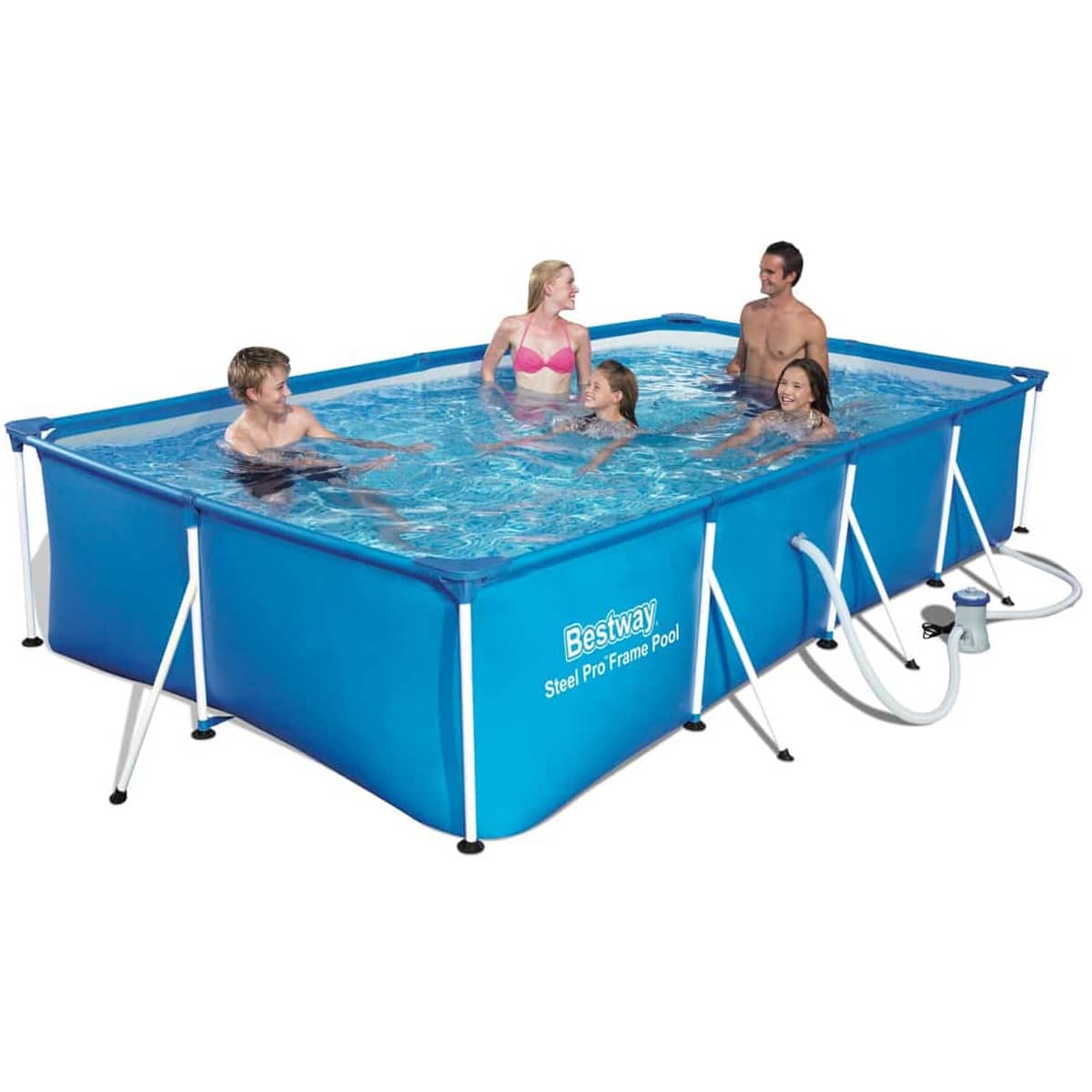 Bestway Rectangular Steel Pro Frame Pool (400 x 211 x 81 cm, Blue)