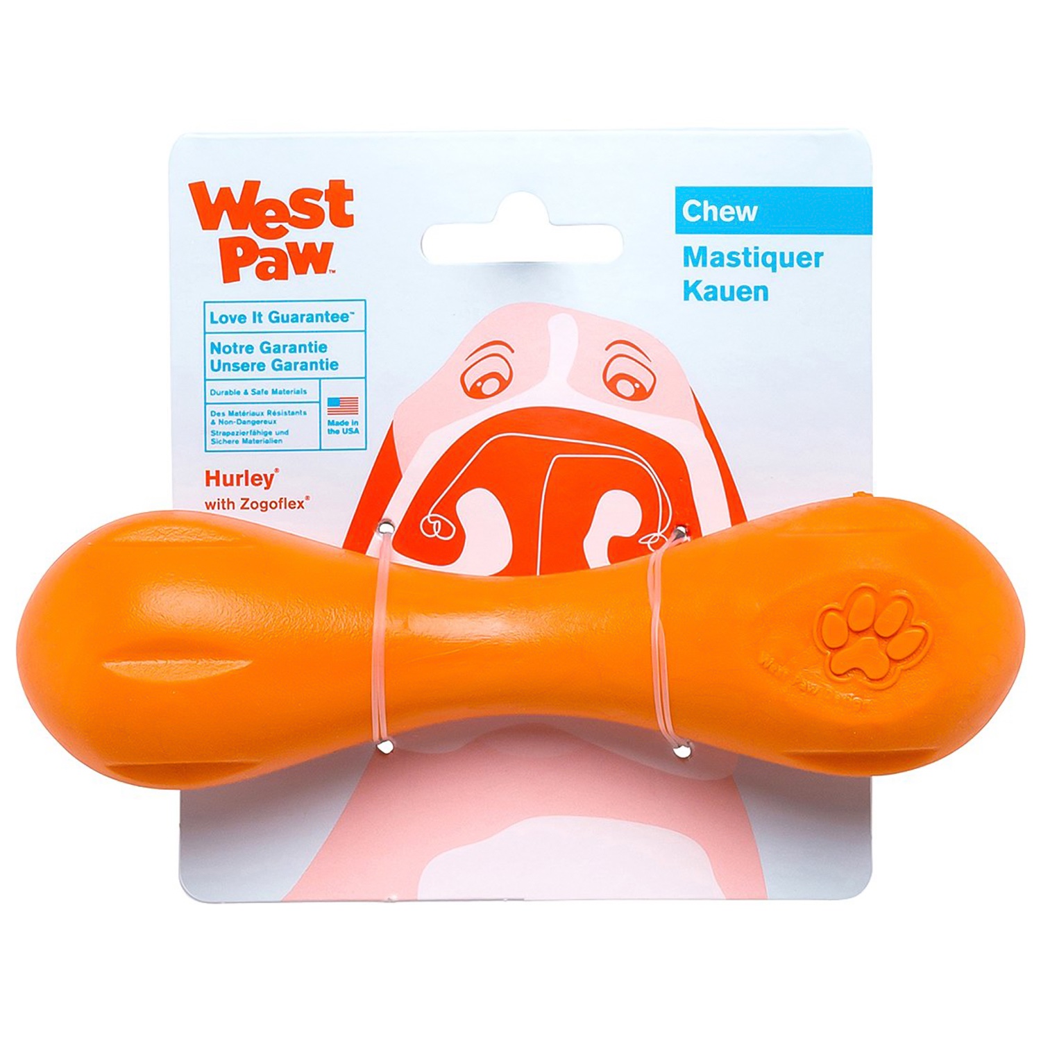 West Paw Hurley Dog Chew Toy (Orange, Small)