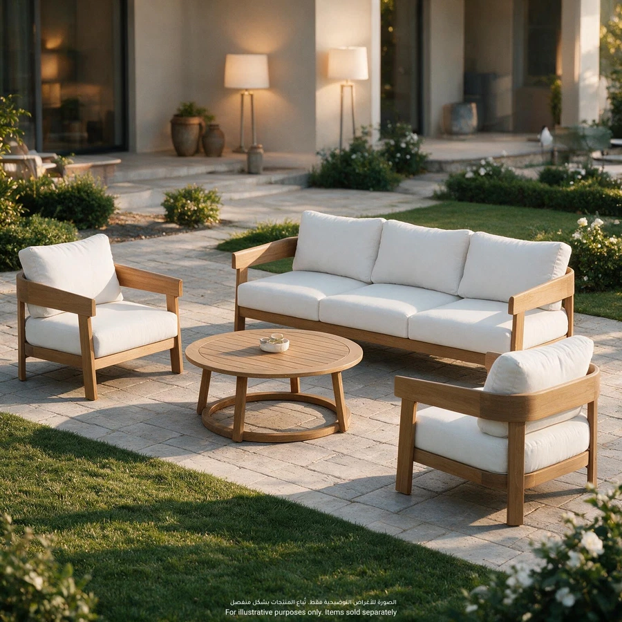 Living Accents Broome 5-Seater Acacia Wood Sofa Set (210 x 75 x 63 cm)