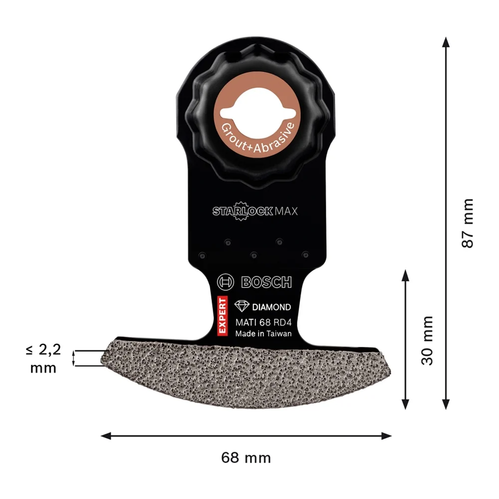 Bosch EXPERT Starlock Max Diamond Grout & Abrasive Corner Blade, MATI68RD4 (68 mm)