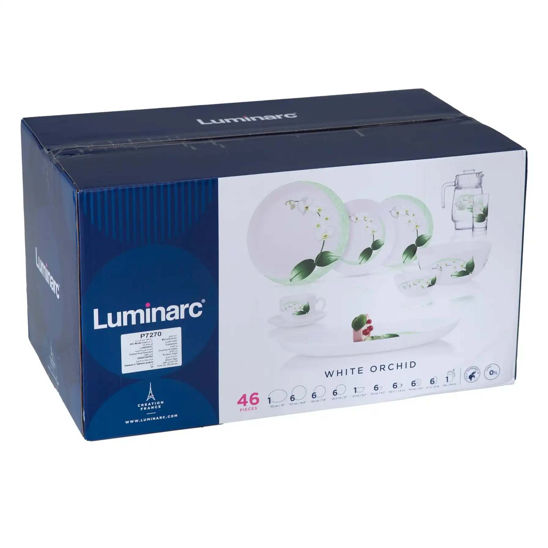 Luminarc White Orchid Opal Dinner Set (46 Pc., White)