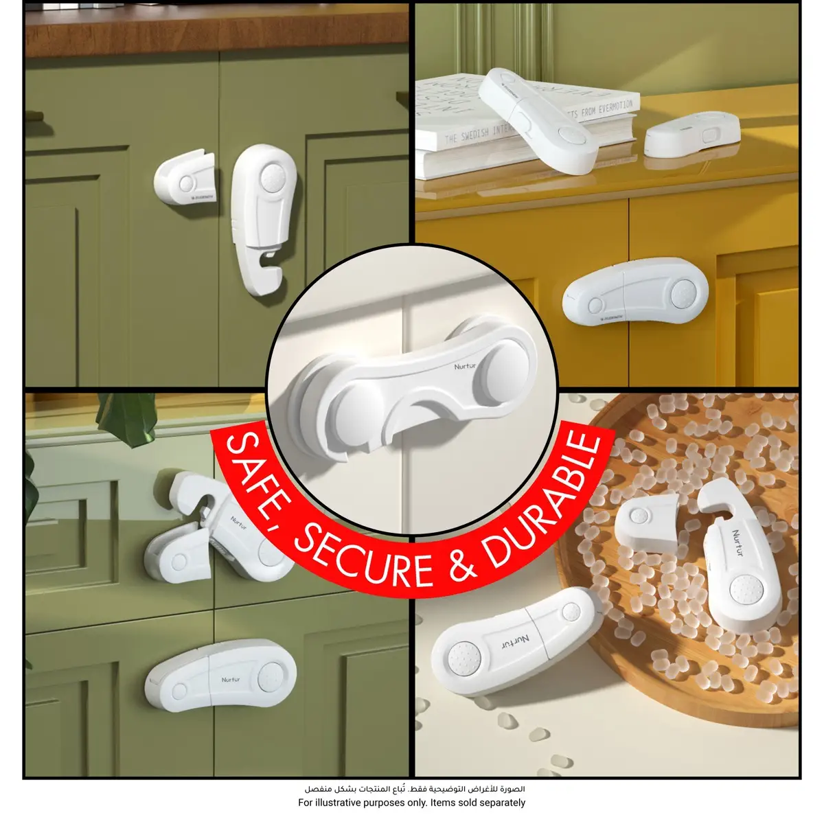 Nurtur Child Safety Drawer Locks Pack (9.6 x 3.8 x 1.5 cm, 2 Pc.)