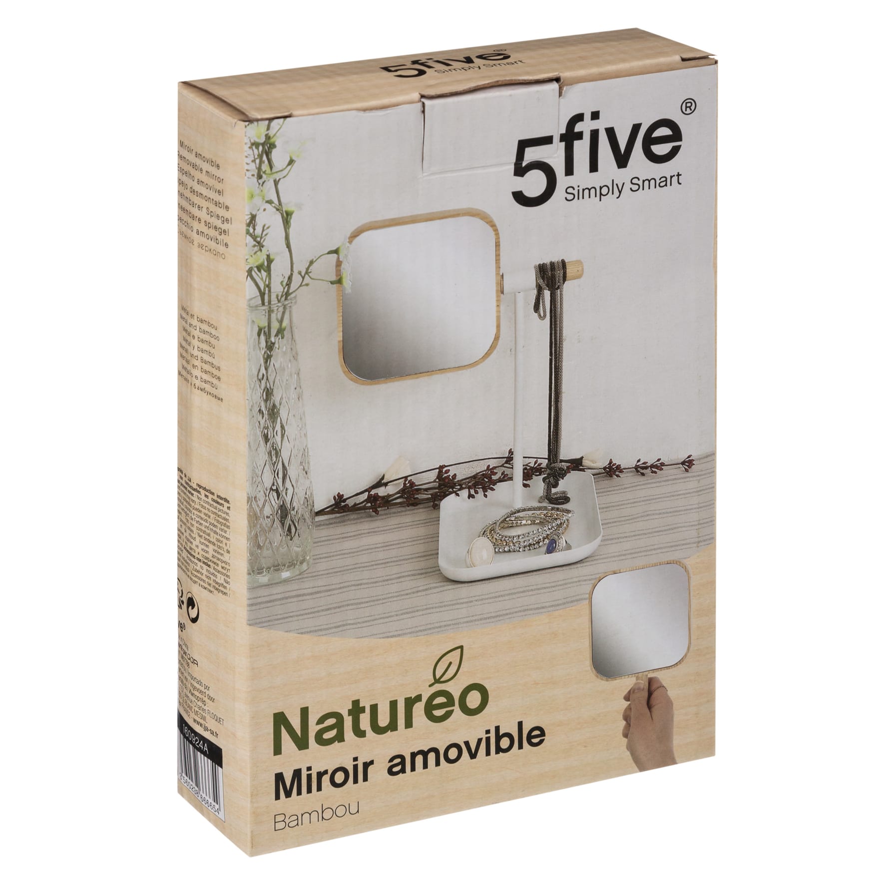 5five Metal & Bamboo Natureo Removable Mirror (14 x 4.5 x 21 cm)