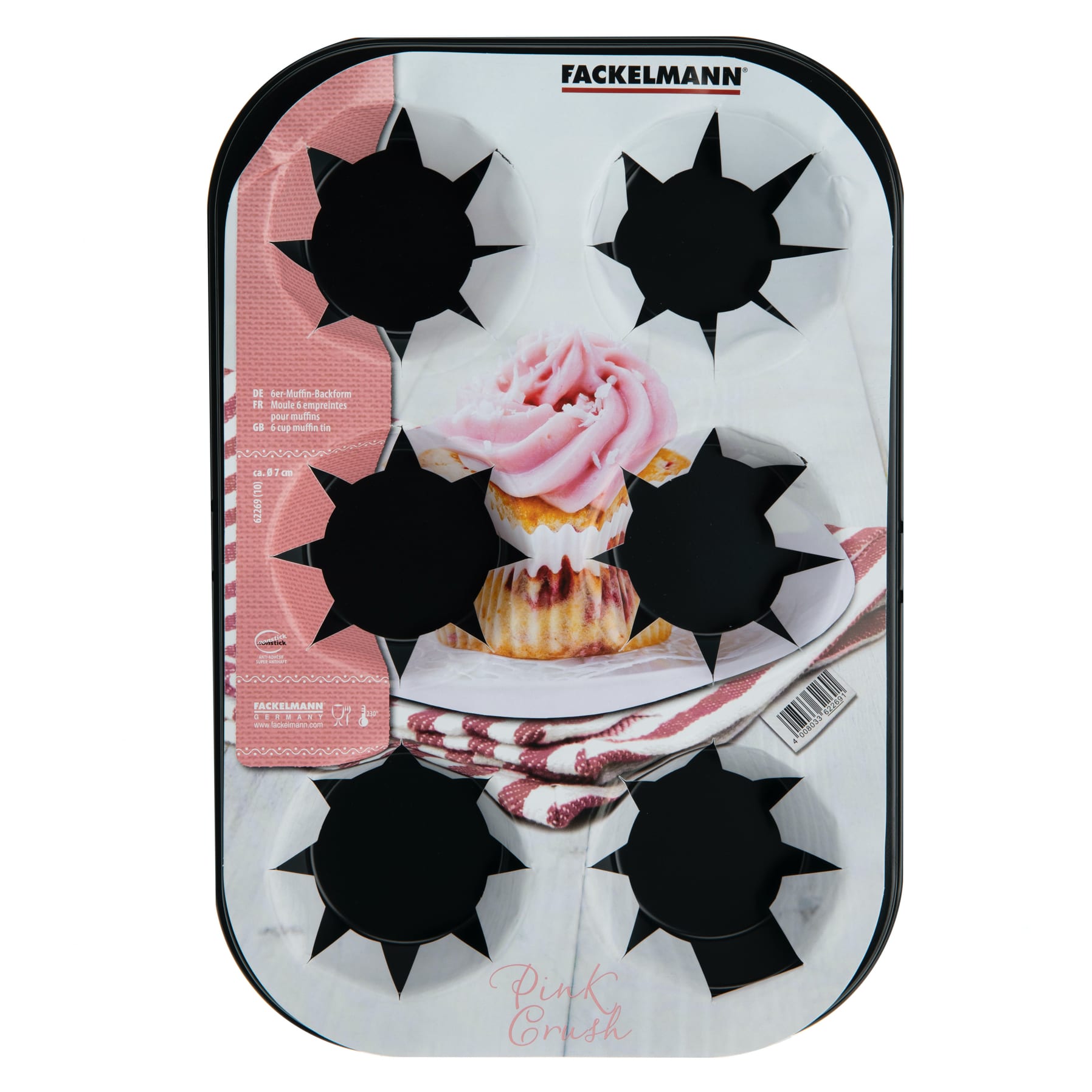 Fackelmann Pink Crush Muffin Tin (6 Cups)