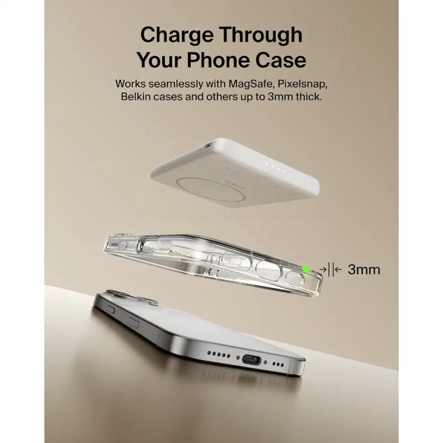 Belkin Slim Magnetic Power Bank (White, 5.000 mAh, 7.5 W)